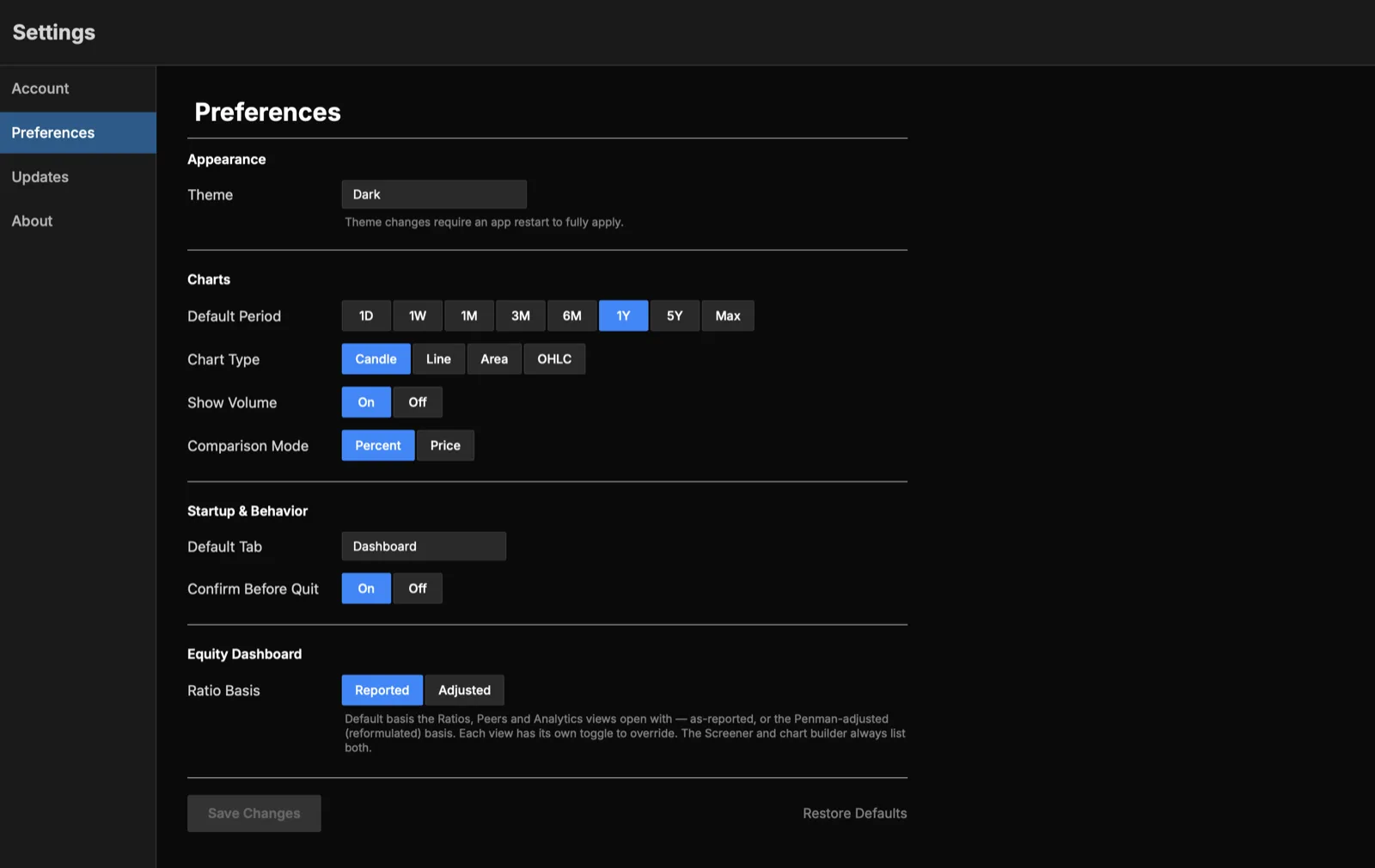 Settings screenshot